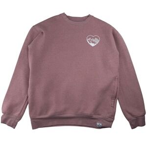 Lubdub Crewneck Sweatshirt Mauve Heart Mountain EKG PCP‎ Medical Fleece Size S